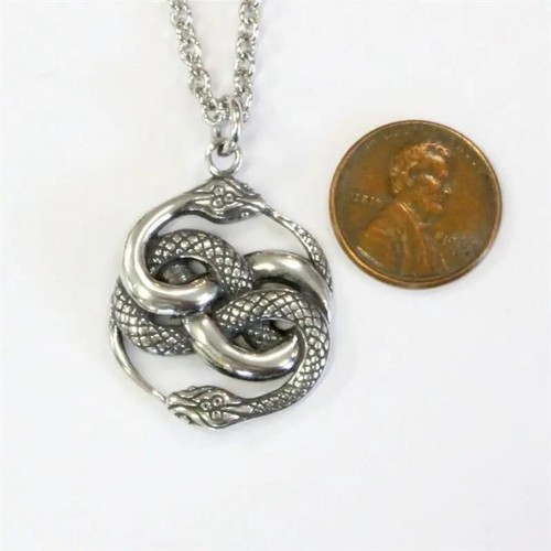 The Never Ending Story Schlange Ouroboros nordischer Talisman zwei Schlangen Auryn Anhänger - Bild 11 von 24