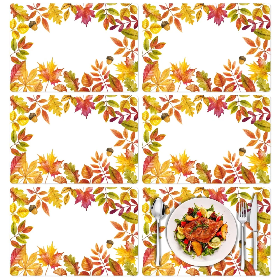 Tarklanda Fall Kunststoff Tischsets 6er Set, abwischbares Ahornblatt Platzset 11x1...