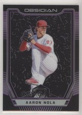 2019 Panini Chronicles Obsidian Electric Etch Purple Prizm 39/99 Aaron Nola s3g