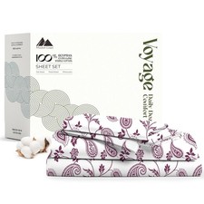 Mayfair Linen 100 Egyptian Cotton Printed Bed Sheets - 600 Thread Count 4 PC Qu