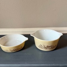 Vintage Pyrex Forest Fancies Mushroom Casserole Dish Set 471-B & 472-B No Lids