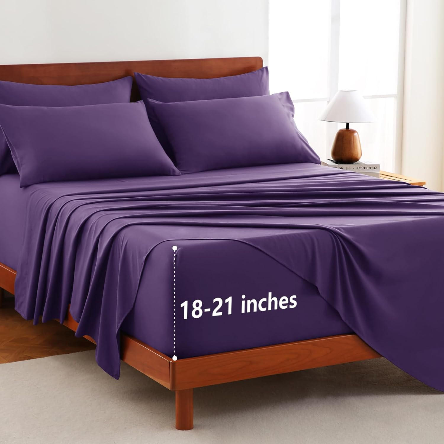 Extra Deep Pocket King Size Sheets Set - 6 Piece King Sheets - Luxury Sheet King