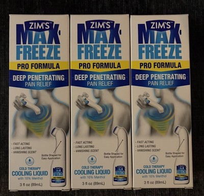 3-Pack Zim s Max Freeze Cooling Liquid - Pain Relief Topical Analgesic EXP 08/26