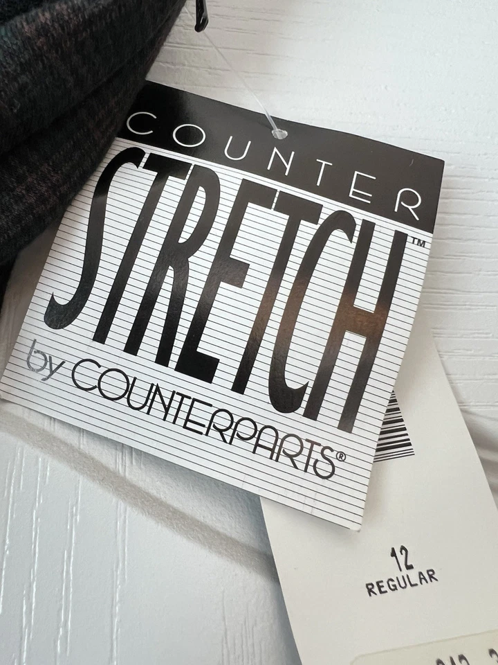 NUEVO Pantalones Para Mujer Vintage 12 Verde Estribo a Cuadros Cintura Alta Grande Retro Años 90 Foto 4 de 4