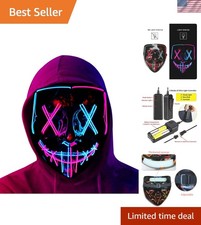 Fashionable LED Halloween Mask - Scary Pink  Ice Blue for Parties  Festivals