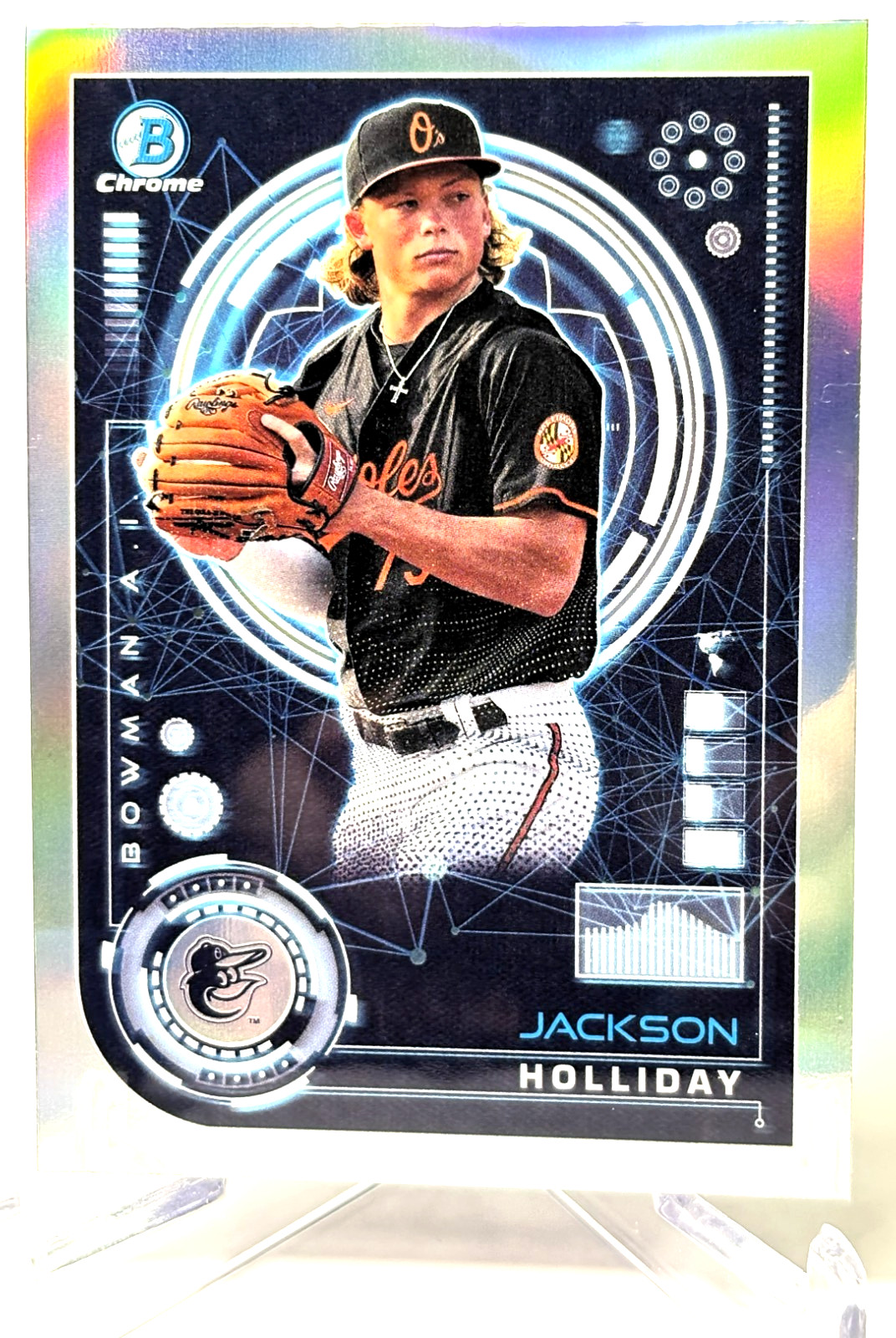 JACKSON HOLLIDAY 2024 BOWMAN CHROME BOWMAN AI #BAI-6 BALTIMORE ORIOLES NEAR MINT