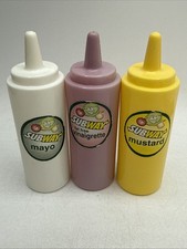 Subway Plastic Play Food Squeeze Bottles Mayo-mustard-vinaigrette Set Of 3