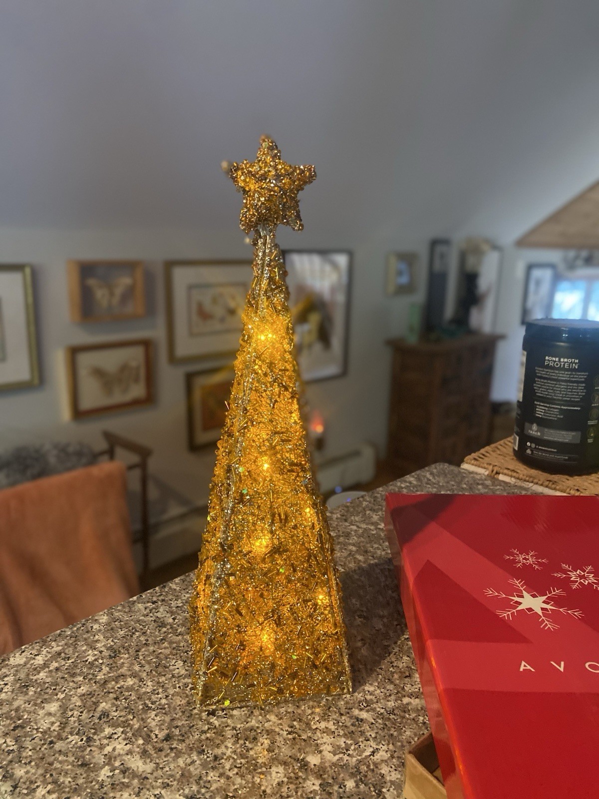 Vintage Avon Gold Majestic Lighted Christmas Tree 2006 In Box