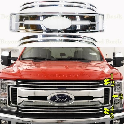 2017 2018 2019 FORD F250(XL & XLT ONLY) 5 PC Chrome Grille Grill COVER OVERLAY