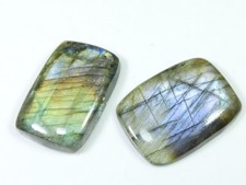 80Cts. Labradorite 2 pezzi ottagonale multi cabochon pietra preziosa...