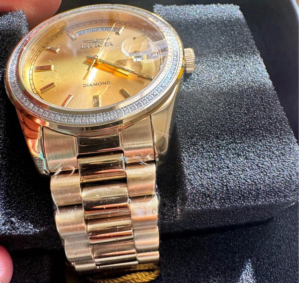 Invicta Elite 钻石 0.30 克拉钻石男女通用手表 - 38 毫米,金色 (48764) — 第 4/4 张图片