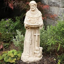 St Francis of Assisi Statue Bird Feeder Religious Garden Figurine Sculpture 26"H