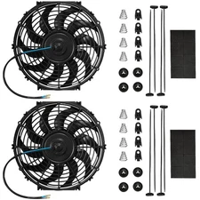 Mupera 12" Curved Radiator Fan Kit - Dual Slim Reversible Puller/Pusher Fans