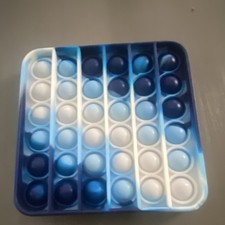 Square Pop It Fidget Sensory Toy Blue White Tactile for Ages 4-11 Years