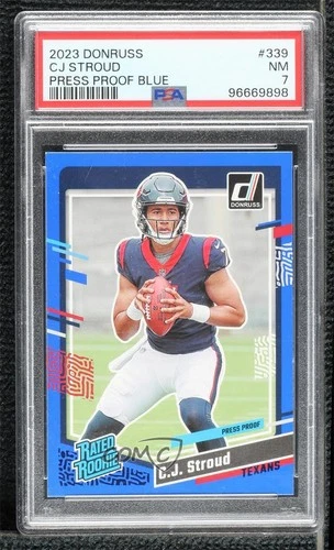 2023 Panini Donruss Rated Press Proof Blue CJ Stroud #339 PSA 7 Rookie RC