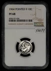 1964 10c Silver Roosevelt Dime Proof Coin - Pointed 9 - NGC PF 68 - SKU-X6677