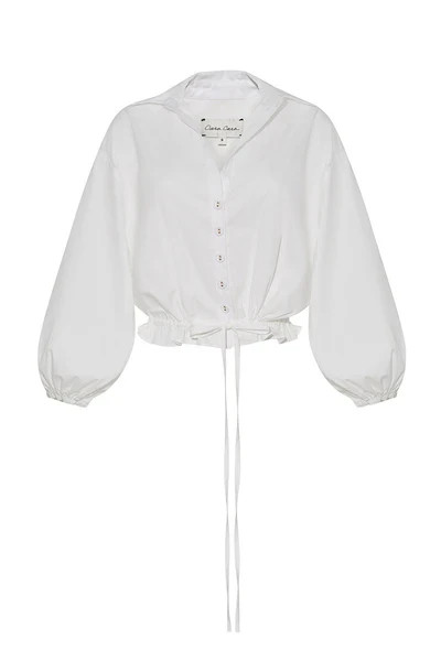 Cara Cara Womens Long Sleeve Hutton Top A Not So Basic Basic White XS