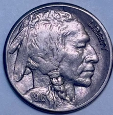 1916-S Buffalo Nickel - Scarce  AU  Semi-key  Better Date .