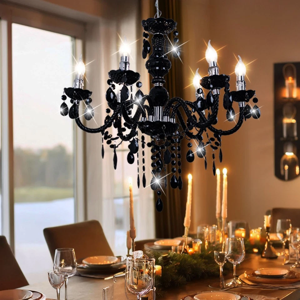 Lustre Lampe à Suspension Table En Noir Décoration Acrylique - Photo 4/4