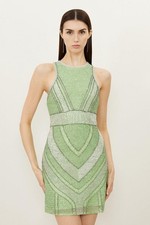 Karen Millen Bodycon Mini Dress UK10 in Green RRP £299