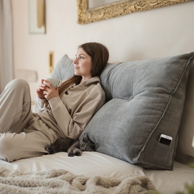B-Ware Björn&Schiller Rückenkissen grau, 100 cm - Lesekissen für Bett und Sofa