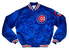 VTG Starter 80s Diamond Collection Chicago Cubs Youth Satin Bomber Jacket; L