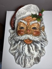 Vintage 1930-40s Paper Mache Pulp Christmas Santa Head Face 17"x11.5"