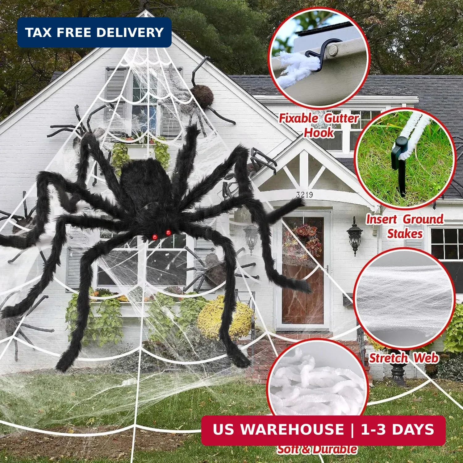15FT+ Giant Spider Halloween Decorations Outdoor,Extra Large Outdoor