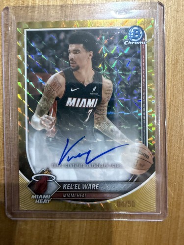2025-26 Bowman Kel'el Ware Chrome Auto Gold Geometric Refractor #/50 Heat