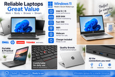 Cheap Laptop Windows 11 Intel i3/i5 8GB RAM SSD WiFi Webcam UK Charger