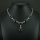 Black onyx gemstone handmade 925 sterling silver necklace 18" for women