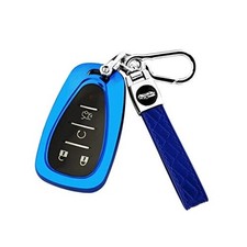 for Chevy Key Fob Cover With Keychain,Soft TPU Full Protector Key Style 1-blue
