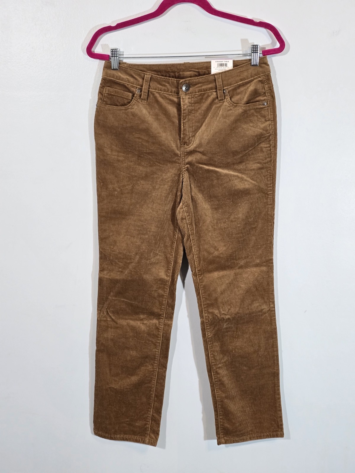 NWT Style & Co Brown Corduroy Pants Size 6P Petite Cotton Spandex Straight Leg