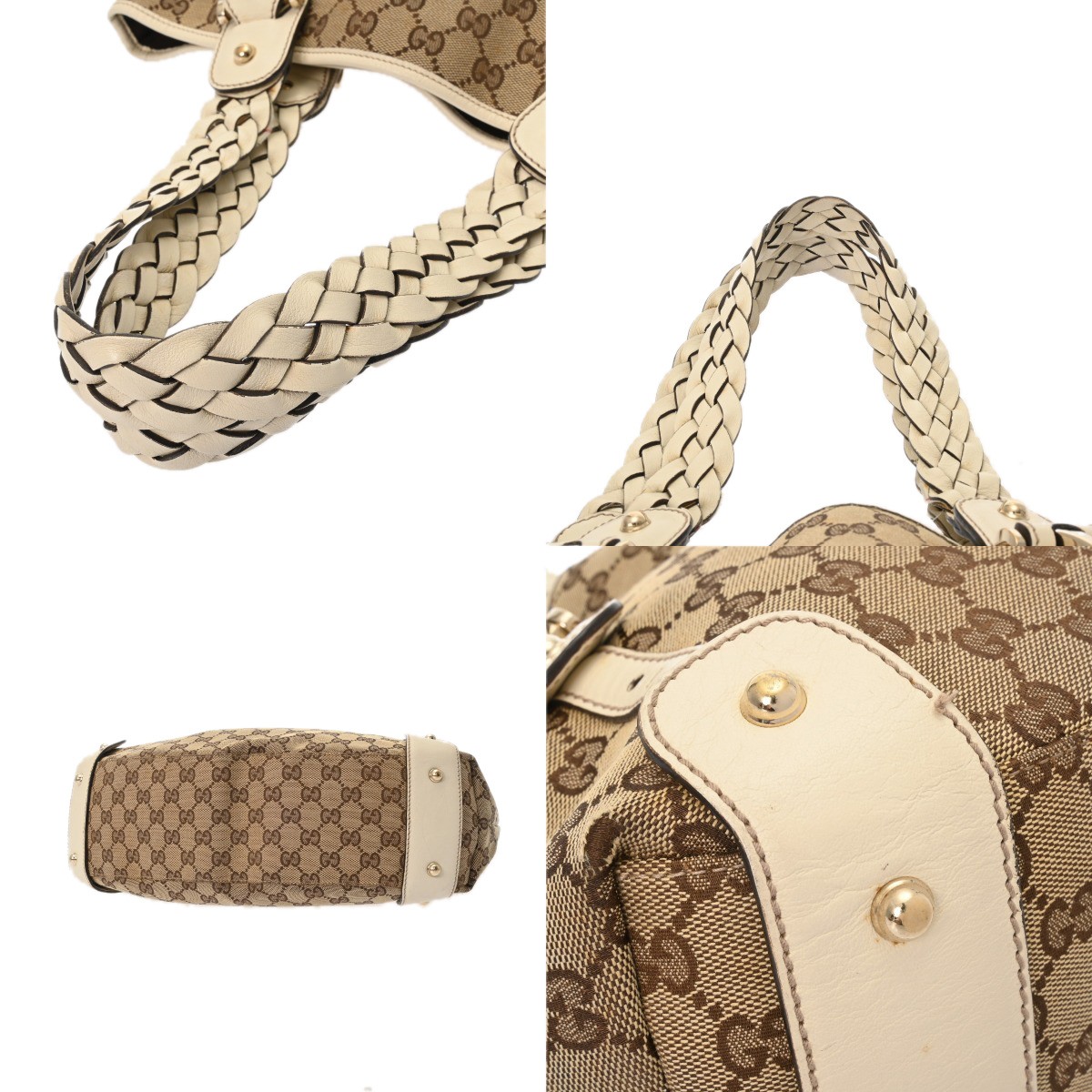 GUCCI 162900 001013 GG canvas/leather Beige/Ebony/White Women Tote Bag thumbnail 3