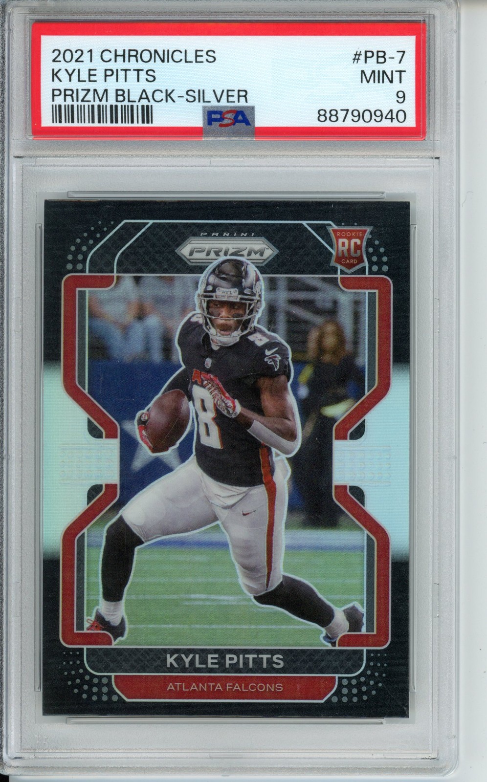 2021 Panini Chronicles #PB-7 Kyle Pitts Prizm Black Silver PSA 9