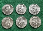 Franklin Half Dollar Lot of 6 - 90% Silver - Wise Intrinsic Silver!
