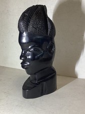 Ancien Buste Homme Africain en Ébène. Travail Artisanal de Qualité.poids:1400gr