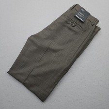 Banana Republic Dress Pants Mens 32x32 Grayish Brown Plaid Flat Front Wool NWTD