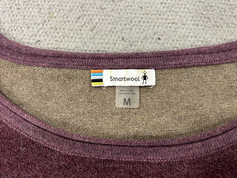 Suéter Smartwool para mujer mediano púrpura mezcla de lana manga larga capa base exterior Foto 3 de 4