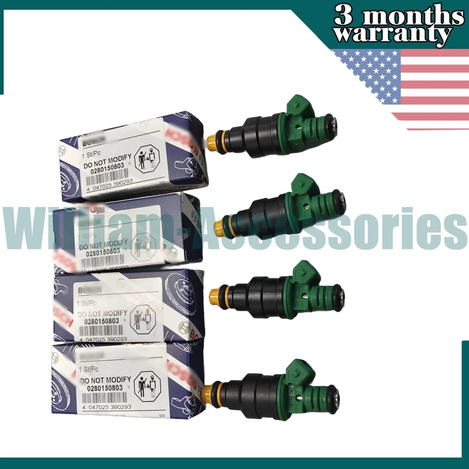 4 x FUEL INJECTORS FOR PORSCHE 944 S2 2.5 TURBO 84-91 FIT 0280150803 95160611000 Foto 3 de 4