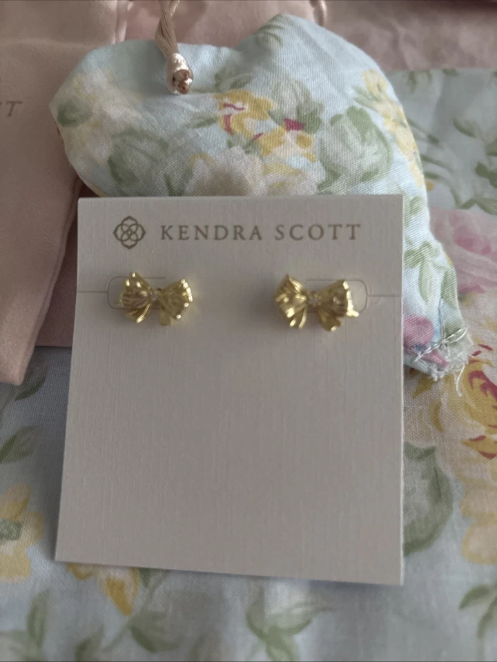 Kendra Scott x LoveShackFancy Oro Arco Poste Pendientes Coqueta con Bolsa para el Polvo Nuevo con Etiquetas Foto 2 de 4