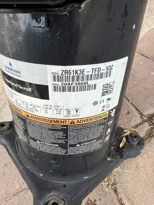 COPELAND SCROLL COMPRESSOR model   ZR61K3E - TFD -930 Year  2020 - 460v  3 ph