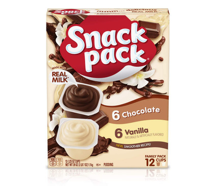 Snack Pack Chocolate and Vanilla Pudding Cups Family Pack, 12 Count