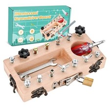 Montessori Screwdriver Board Set with Lock and Key, Upgraded with lock