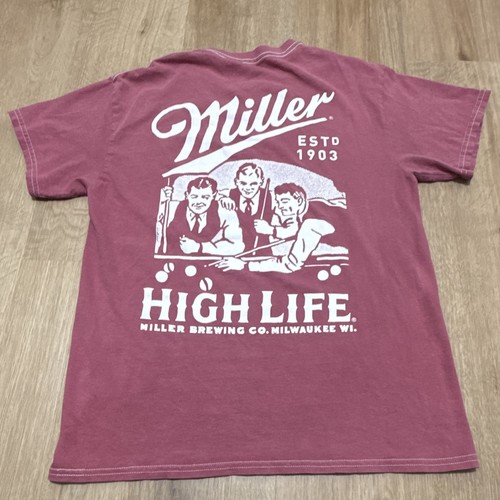Miller High Life T-Shirt Pink Coral Graphic Beer Est 1903 Logo Size M