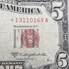 1953B $5 STAR Red Seal Shifted And Misaligned Bottom Perfect Back ERRORS -0006 — photo 2