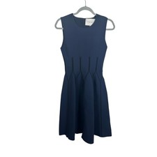 Carolina Herrera Knit Dress Womens S Navy New Sleeveless Fit Flare 0154VIB