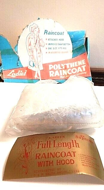 Nos Vintage Full Length Raincoat Hooded Hood Clear Compact Travel Waterproof - Image 2 of 4