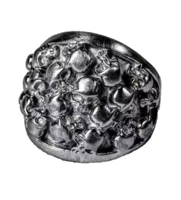 Skulls Rising Ring Men's Size 13 Silver Rock Metal Unique Custom Rare Streetwear