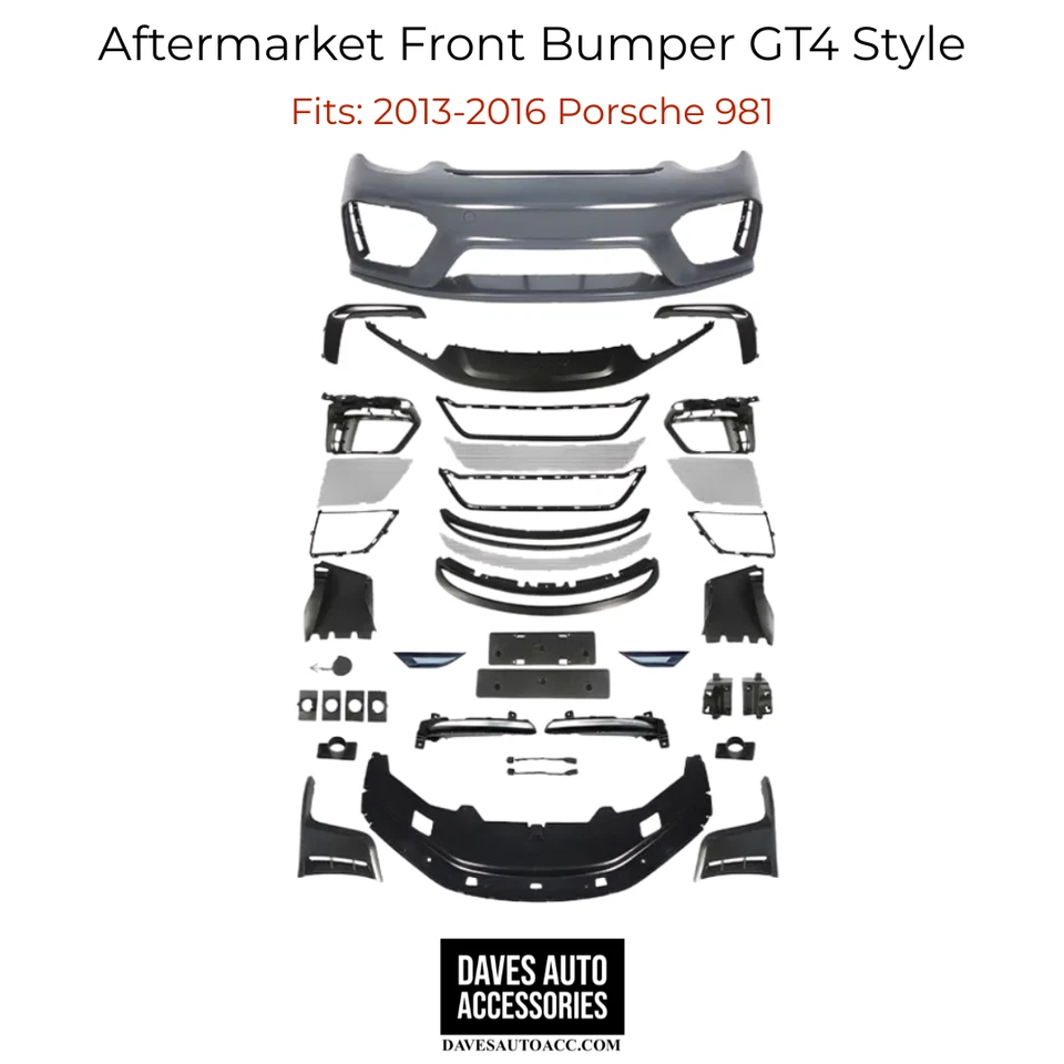 Para-choque dianteiro Aftermarket GT4 Style para 13-16 Porsche 981 Cayman & Boxster - Imagem 3 de 4